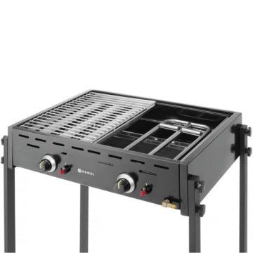 Grill de gas Hendi Master Pro negro de 11,6 kW para terraza