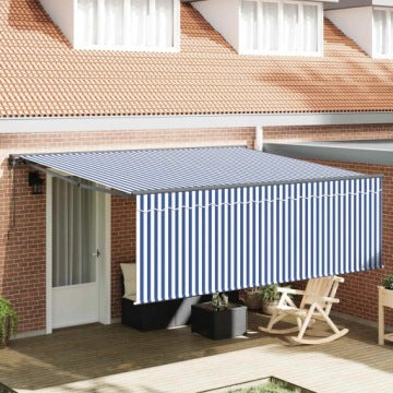 Toldo retráctil vidaXL azul y blanco de 400 x 300 cm