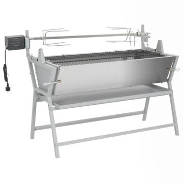 Asador giratorio vidaXL de hierro y acero inoxidable, modelo 41349