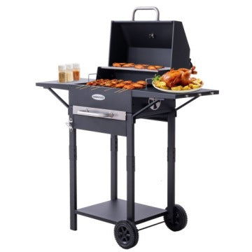 Grill de carbón para jardín con superficie de cocción de 45 x 32 cm