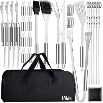 Set Vilde de 33 utensilios de acero para barbacoa