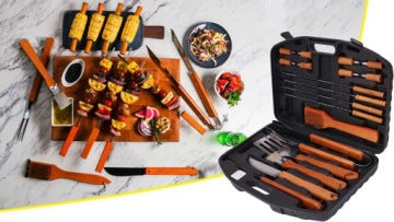Doble set de accesorios universales para barbacoa, 2 x 18 piezas