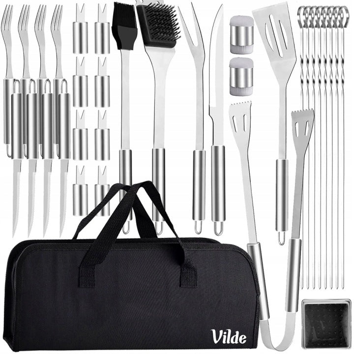 Set Vilde de 33 utensilios de acero para barbacoa