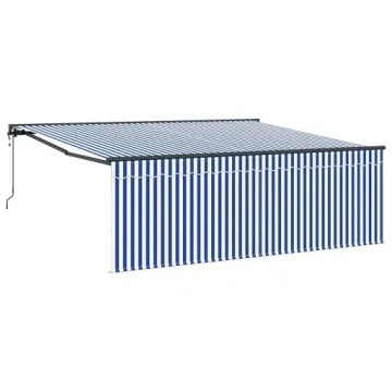 Toldo retráctil vidaXL azul y blanco de 400 x 300 cm