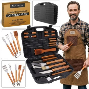 Doble set de accesorios universales para barbacoa, 2 x 18 piezas