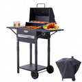 Grill de carbón para jardín con superficie de 45 x 32 cm y funda protectora