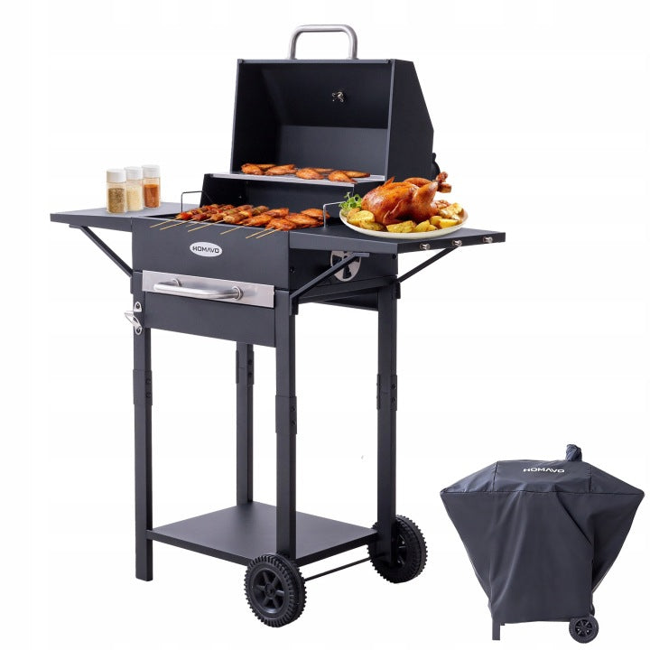 Grill de carbón para jardín con superficie de 45 x 32 cm y funda protectora
