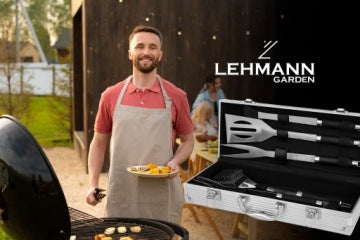 Maletín XXL con set de utensilios de acero para barbacoa