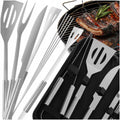 Set 10 en 1 de accesorios de acero inoxidable para barbacoa con estuche