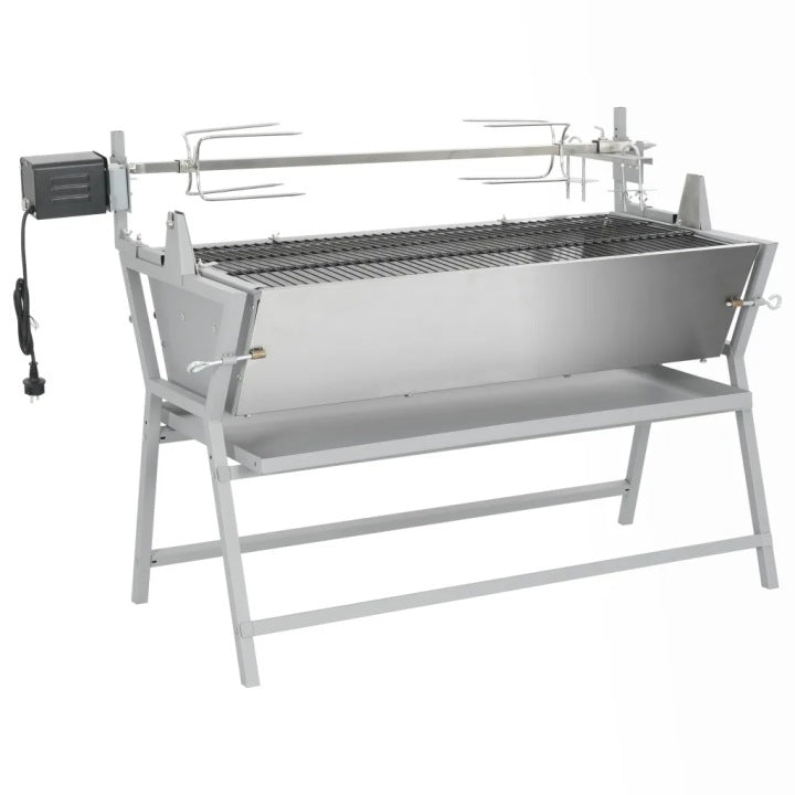 Asador giratorio vidaXL de hierro y acero inoxidable, modelo 41349