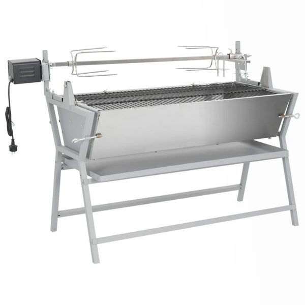 Asador giratorio vidaXL de hierro y acero inoxidable, modelo 41349