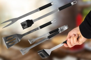 Maletín XXL con set de utensilios de acero para barbacoa