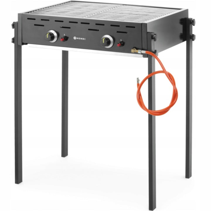 Grill de gas Hendi Master Pro negro de 11,6 kW para terraza