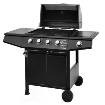 Gran grill de gas Lehmann con parrilla de hierro fundido y accesorios