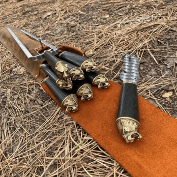 Set Tygrys Szablozębny de 8 accesorios para barbacoa en estuche de cuero