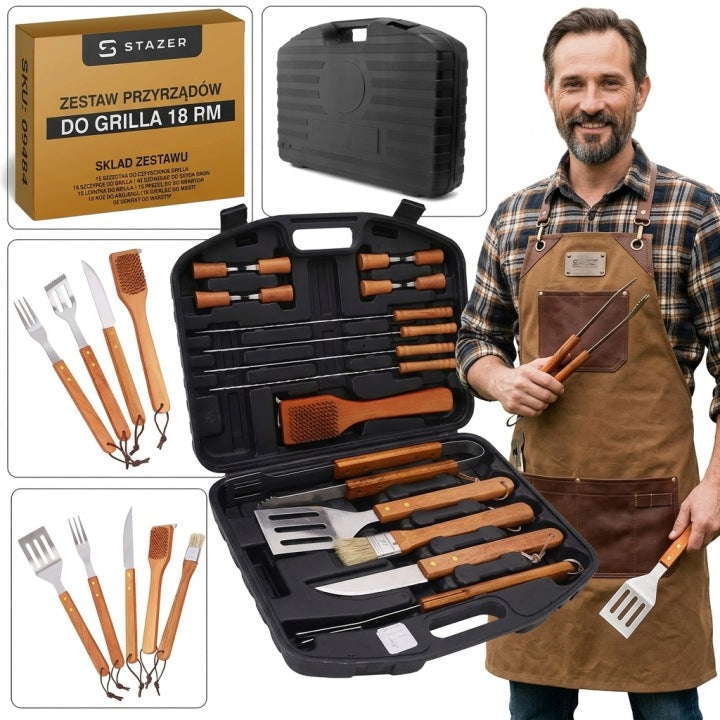 Doble set de accesorios universales para barbacoa, 2 x 18 piezas