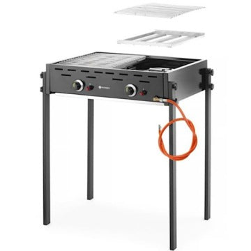 Grill de gas Hendi Master Pro negro de 11,6 kW para terraza