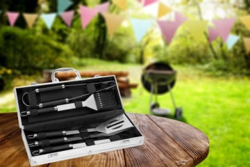 Set 6 en 1 de utensilios para barbacoa en maletín